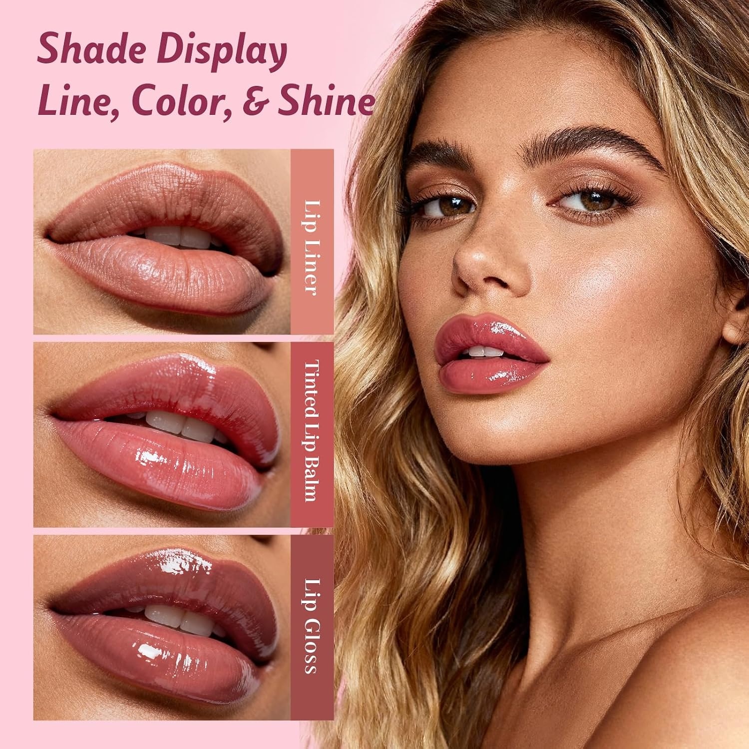 image:imageKIMUSE 3 Pack Lip Combo Set Lip Liner Lipstick amp Gloss Sweet Fig SetSweet Fig Set