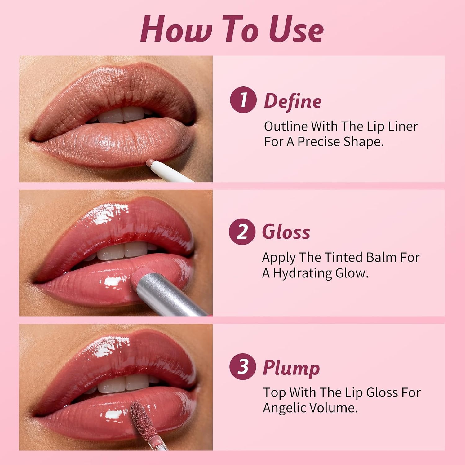 image:imageKIMUSE 3 Pack Lip Combo Set Lip Liner Lipstick amp Gloss Sweet Fig SetSweet Fig Set