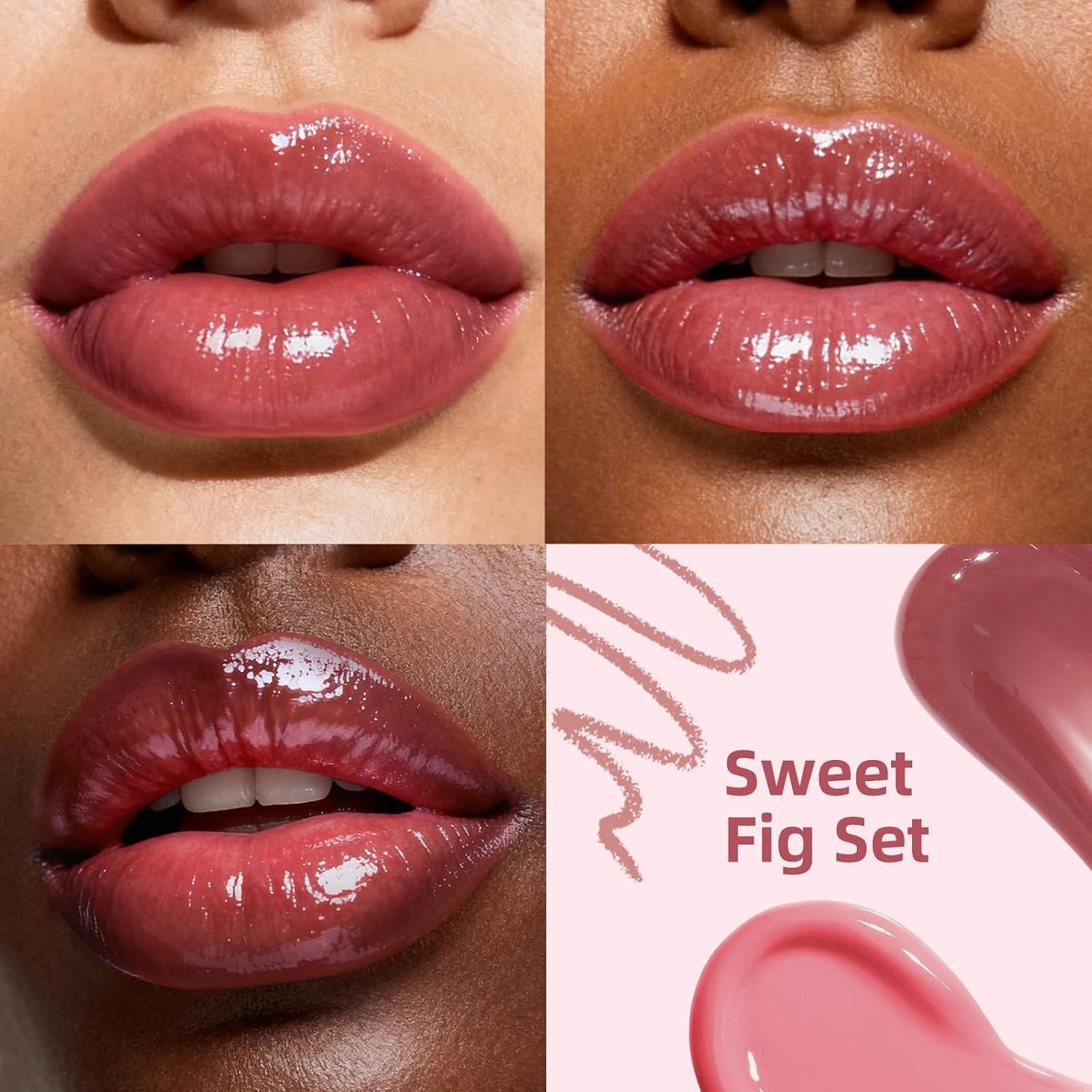 image:imageKIMUSE 3 Pack Lip Combo Set Lip Liner Lipstick amp Gloss Sweet Fig SetSweet Fig Set