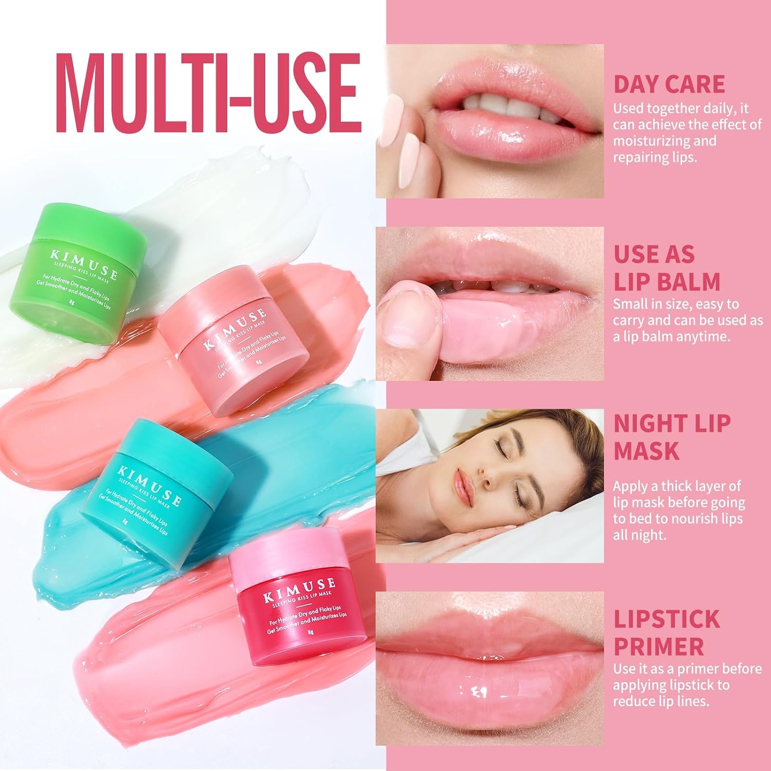 image:imageKIMUSE Overnight Lip Mask 4Pack Lip Moisturizer for Dry LipsSET