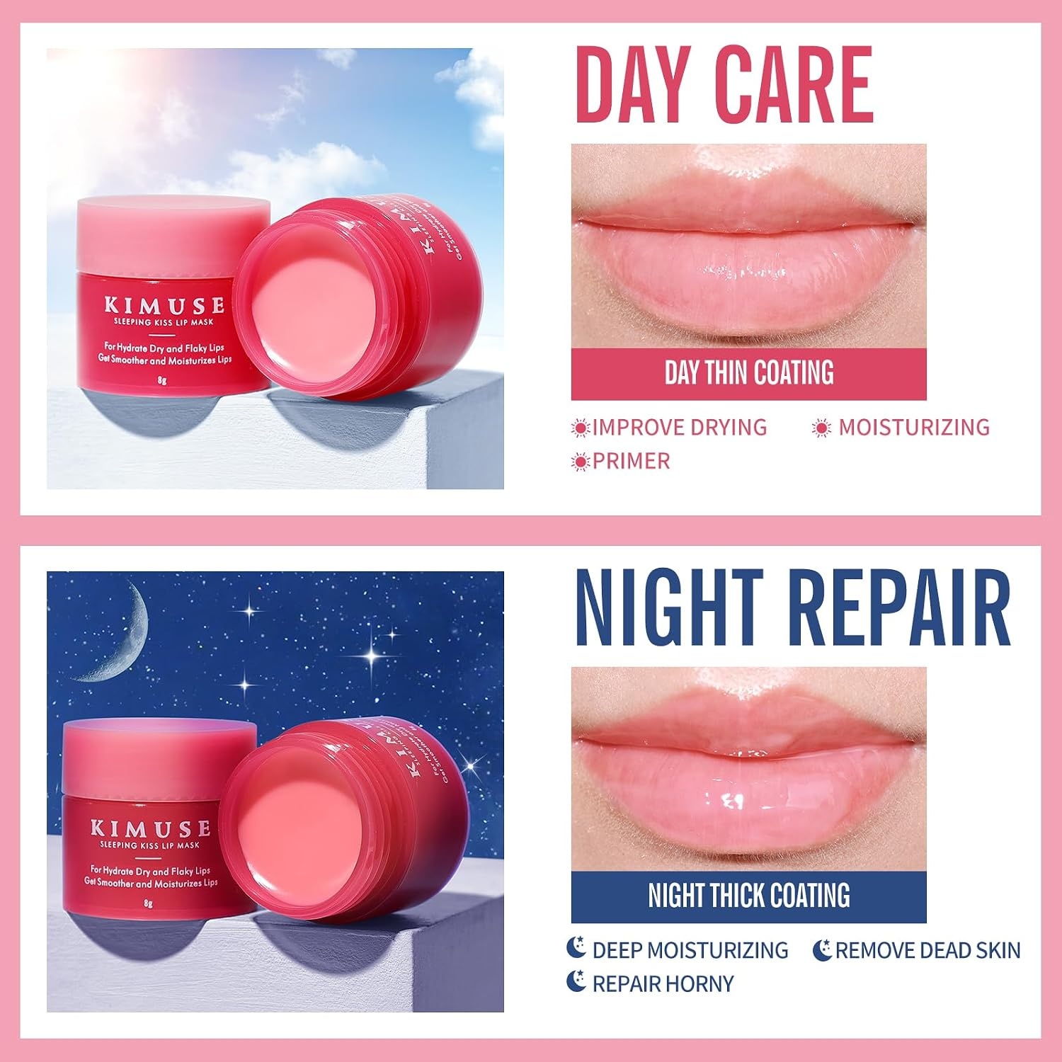image:imageKIMUSE Overnight Lip Mask 4Pack Lip Moisturizer for Dry LipsSET
