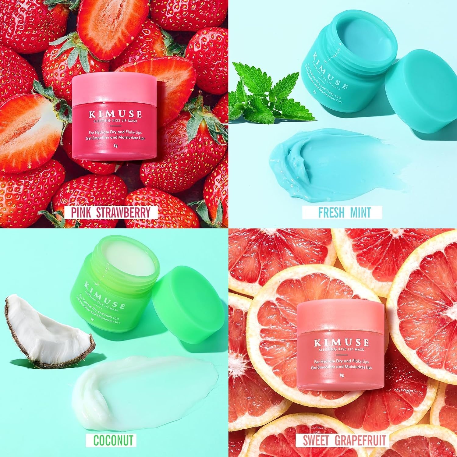 image:imageKIMUSE Overnight Lip Mask 4Pack Lip Moisturizer for Dry LipsSET