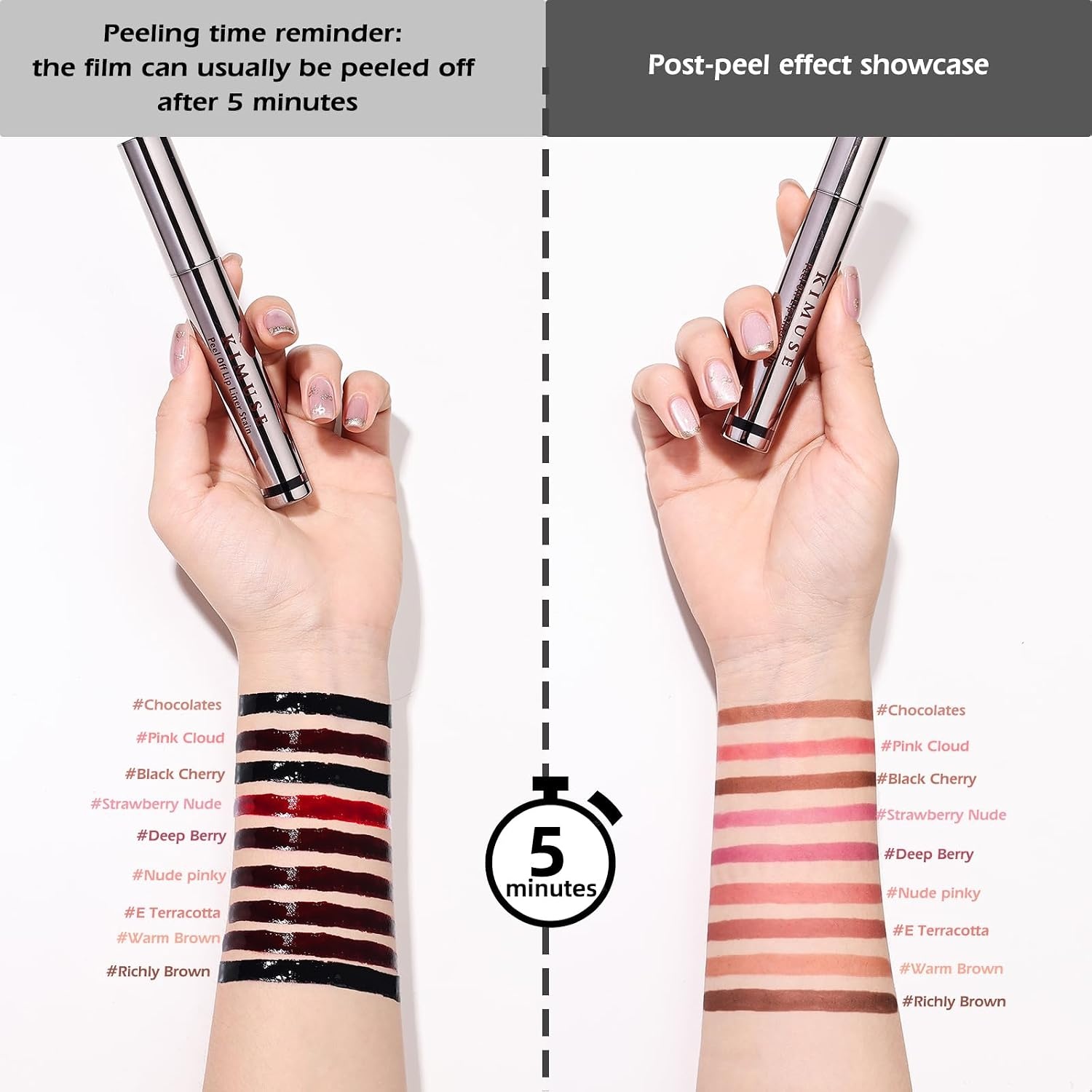 image:imageKIMUSE Peel Off Lip Stain LongLasting Lip Tint Vitamin E TransferProofNude Pinky