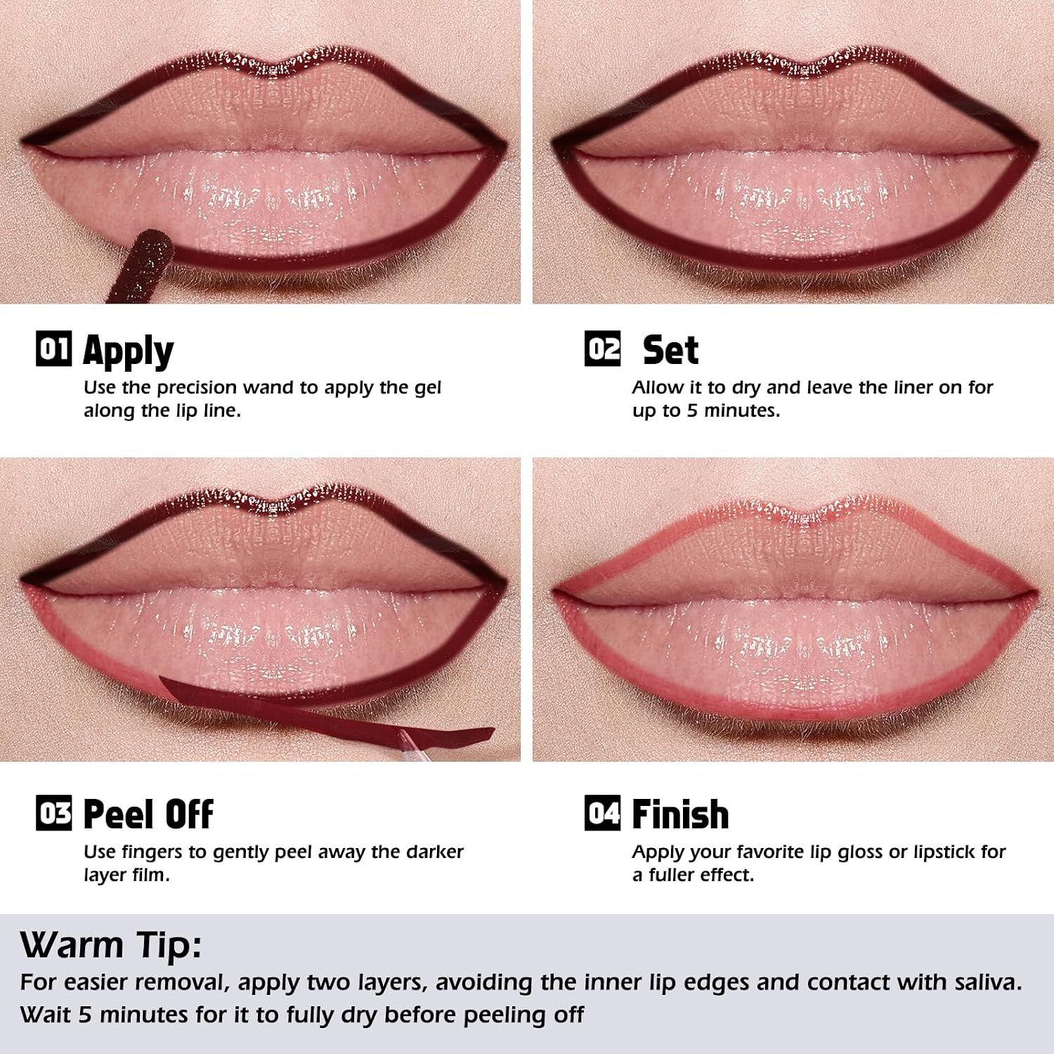 image:imageKIMUSE Peel Off Lip Stain LongLasting Lip Tint Vitamin E TransferProofNude Pinky