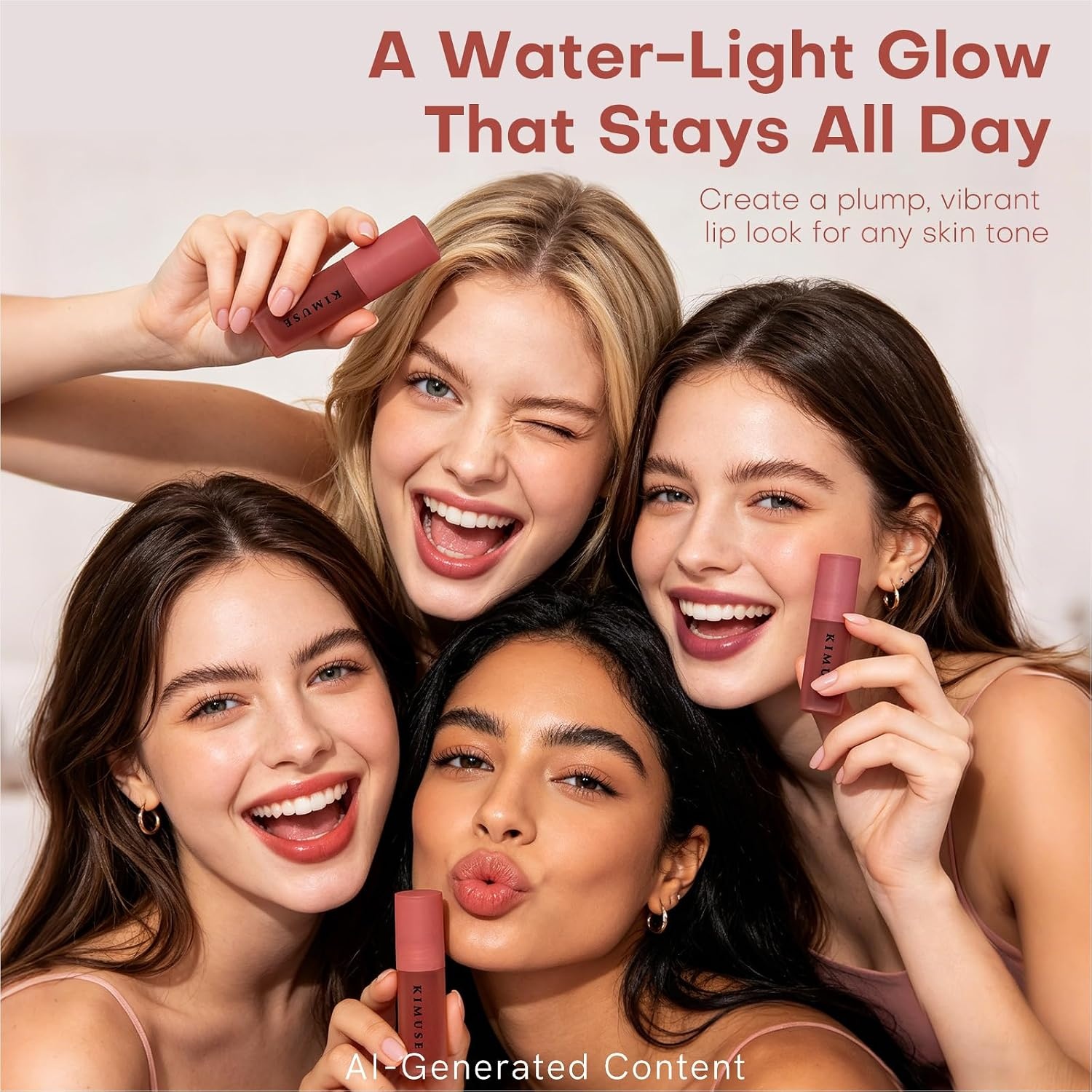 image:imageKIMUSE Water Gel Lip Tint 6Colors Set Highly Pigmented Glossy Lip Stains6PCS