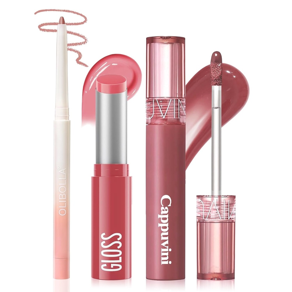 image:imageKIMUSE 3 Pack Lip Combo Set Lip Liner Lipstick amp Gloss Sweet Fig SetSweet Fig Set