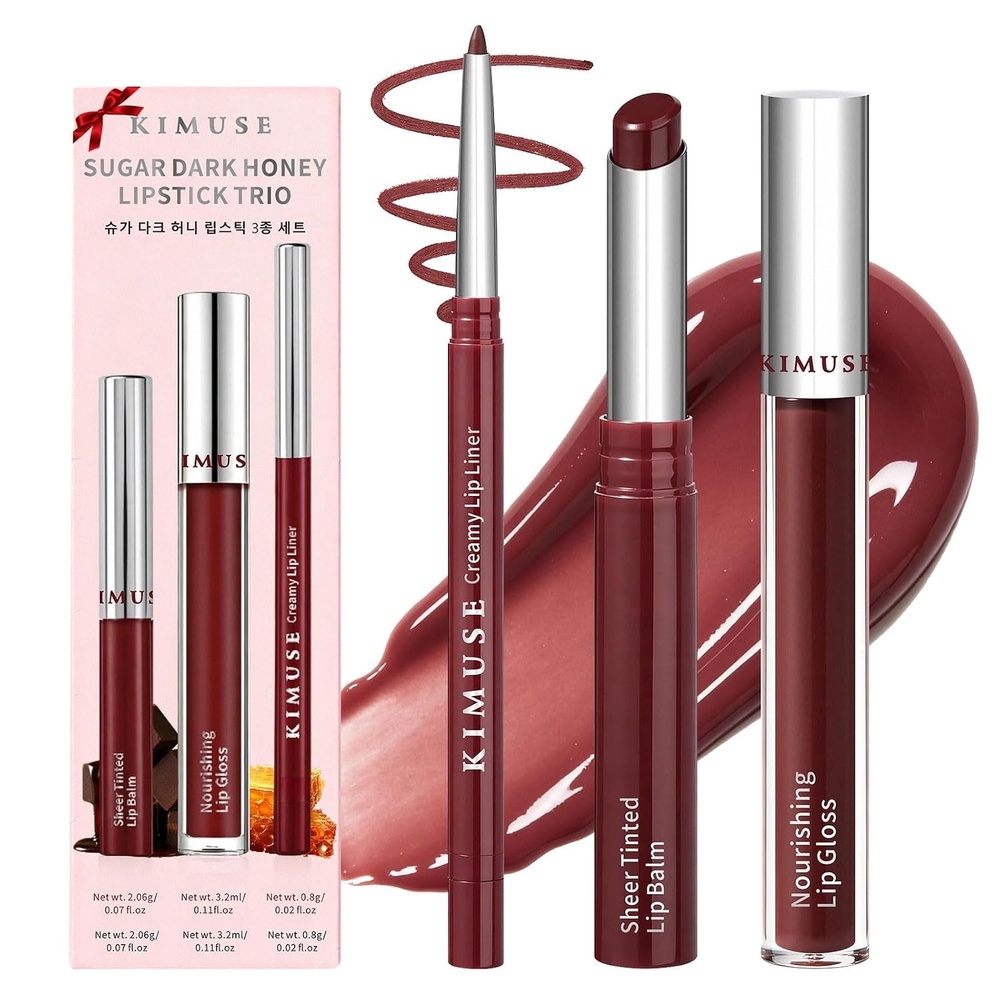 image:imageKIMUSE 3Step Plumping Lip Combo Set for Mature Skin Liner Balm amp Gloss