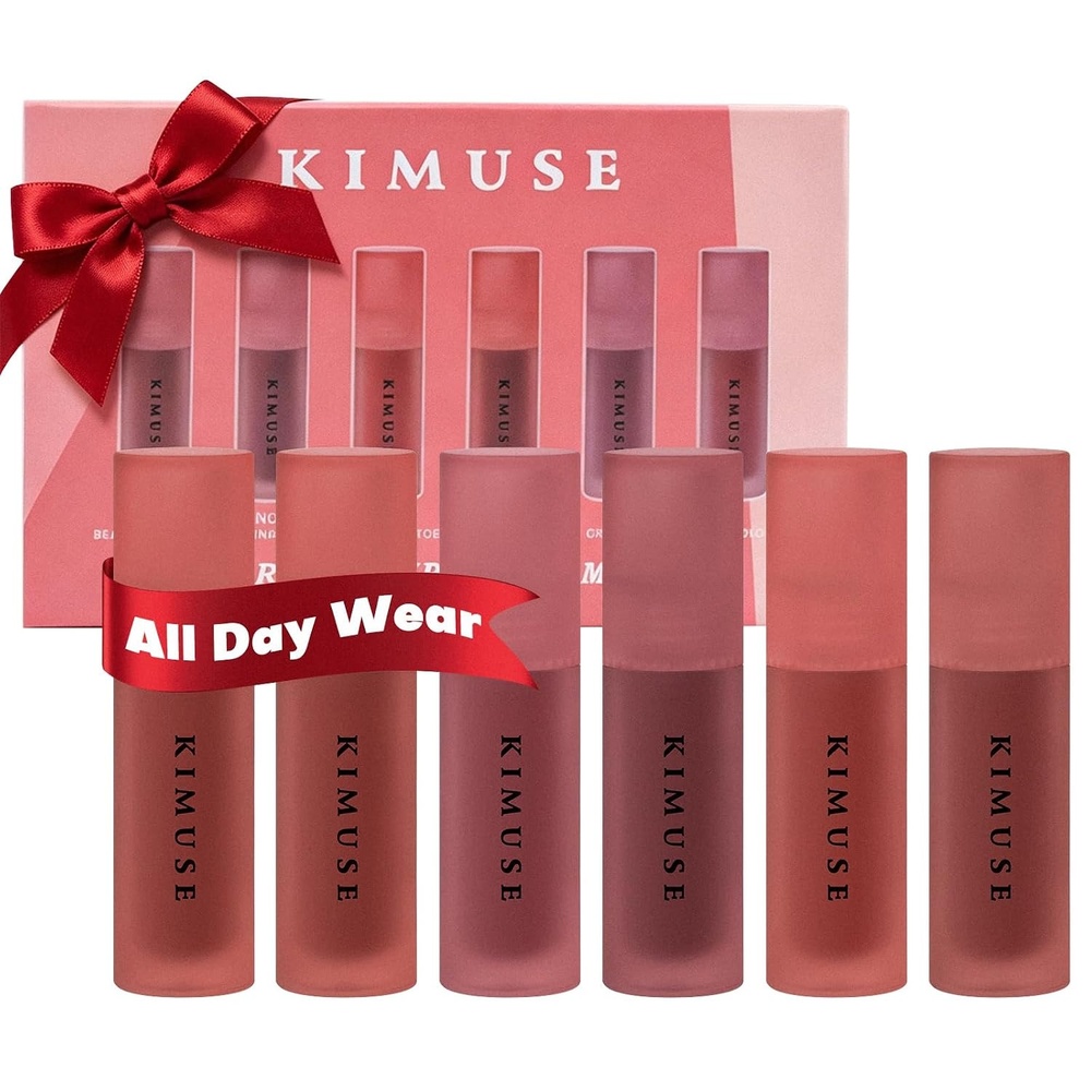 image:imageKIMUSE Water Gel Lip Tint 6Colors Set Highly Pigmented Glossy Lip Stains6PCS